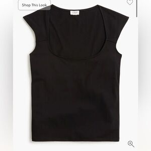 NWT! J.Crew Classic Black Cap-sleeve stretch cotton-squareneck tank top. XXL